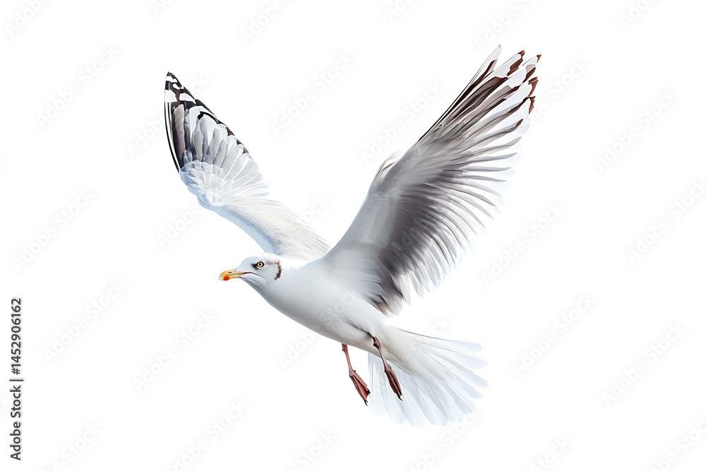 Obraz premium Flying Seagull isolated on transparent background