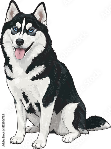 Realistic  Husky Art  Vector 