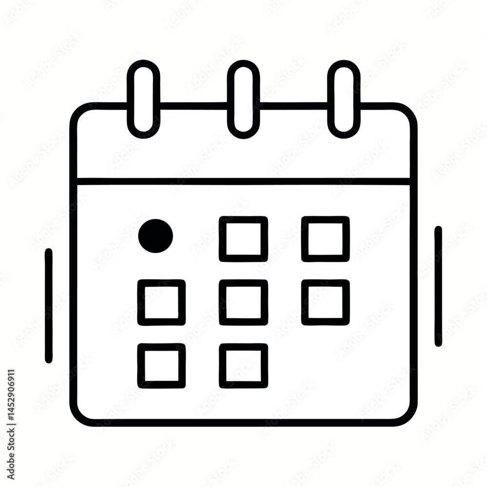 A minimalist line art vector icon of a calendar with a specific date marked, symbolizing important events, schedules, reminders A minimalist line art vector icon of a calendar with a specific date marked, symbolizing important events, schedules, reminders