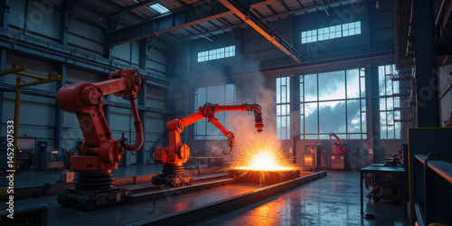 Robotic Arms in Modern Industrial Manufacturing Facility