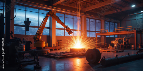 Robotic Arm Working in Industrial Manufacturing Unit