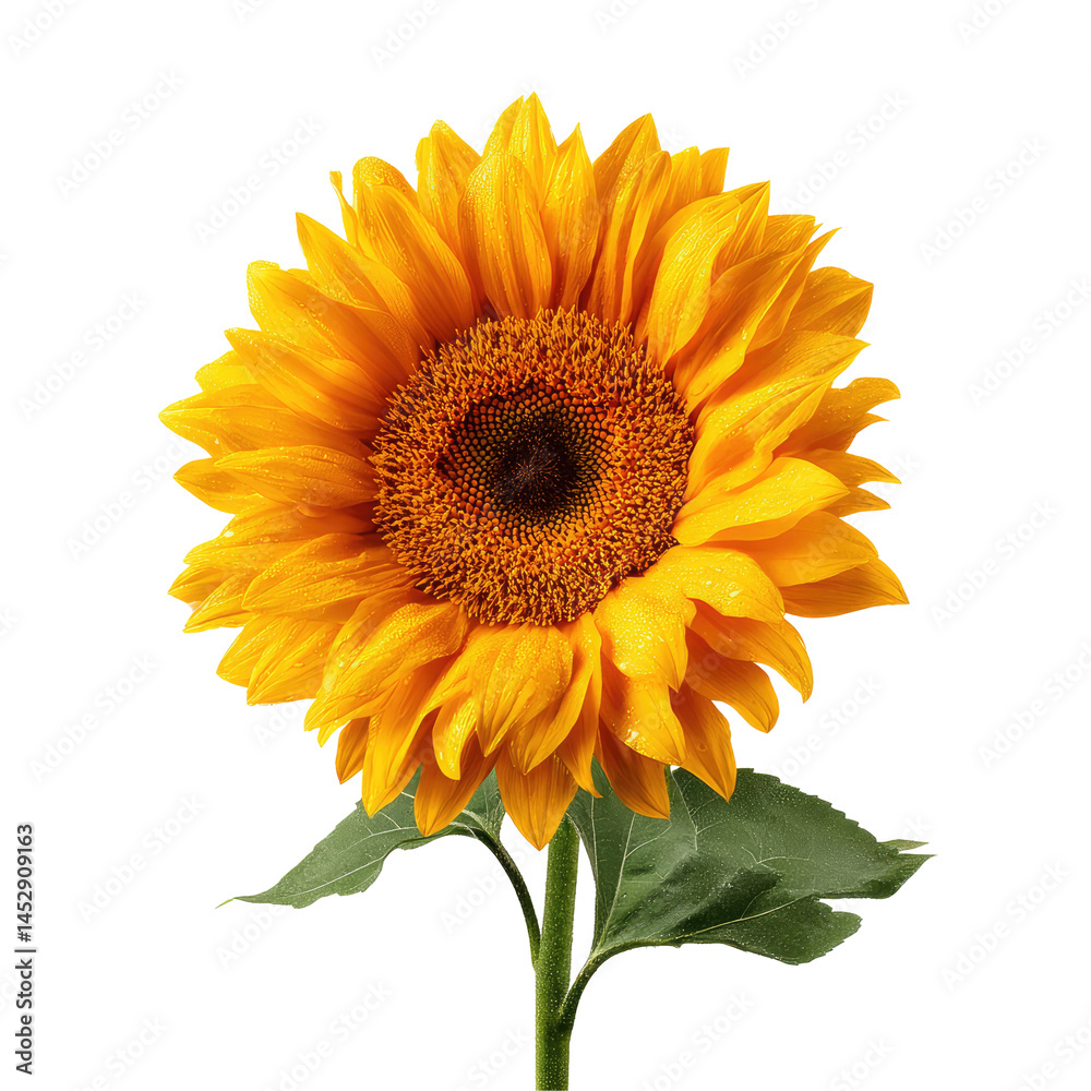 Fototapeta premium Yellow Sunflower In Vibrant Color isolated on a transparent background