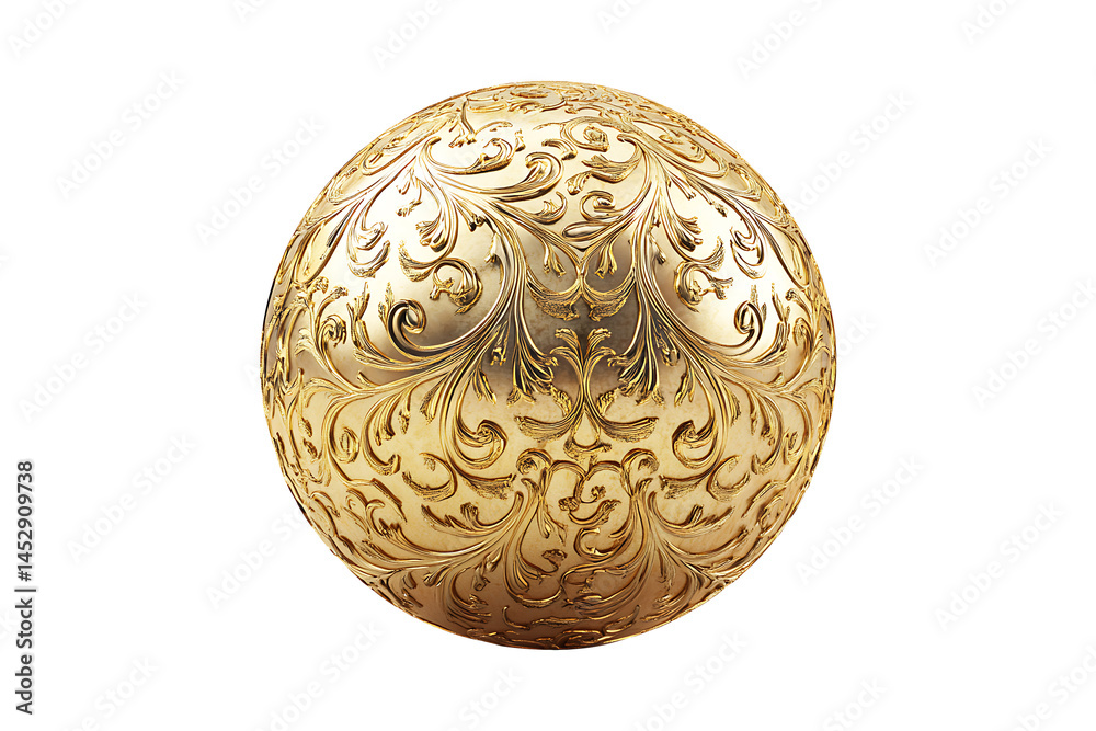 large golden ball with patterns isolated on transparent background large golden ball with patterns isolated on transparent background