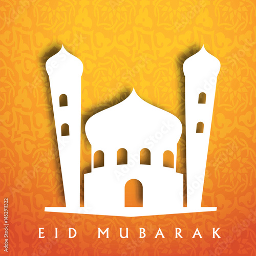 vector illustration eid muslims mosque background
