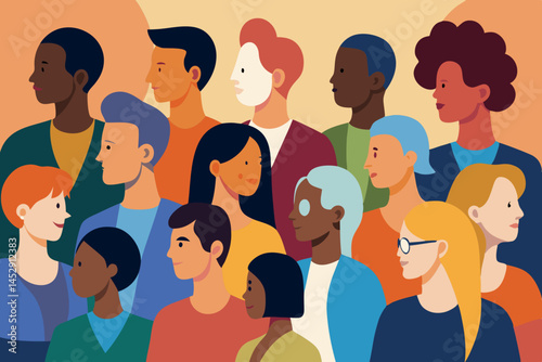 overlapping silhouettes of diverse individuals, representing inclusion and collaboration in a contemporary style