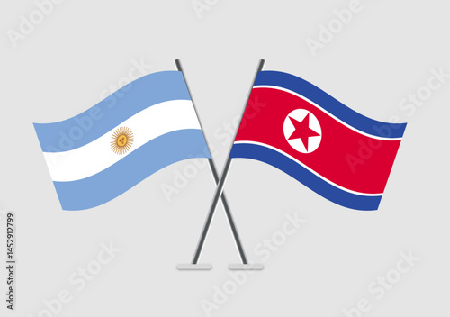 Antigua and Barbuda and North Korea vector flags paired in official graphic pose