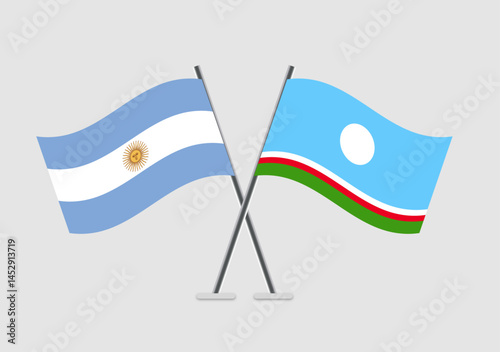 Antigua and Barbuda and Sakha Republic vector flags in full-frame 2D vector