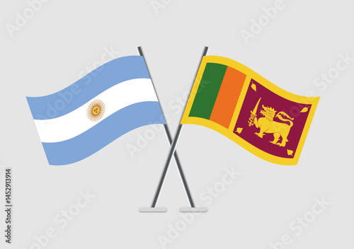 Antigua and Barbuda and Sri Lanka vector flags styled in ceremonial layout