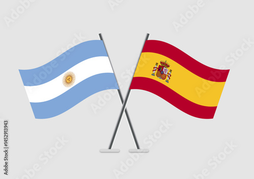 Antigua and Barbuda and Spain vector flags showing agreement and unity