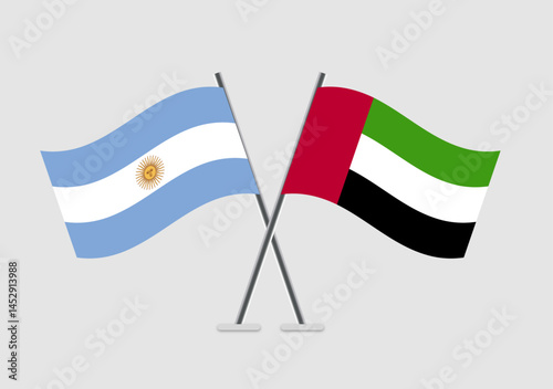 Antigua and Barbuda and United Arab Emirates vector flags illustration with unity tone