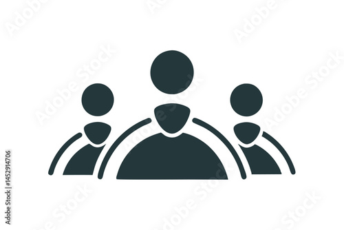black silhouettes of three people in a group Modern icon, conveying togetherness, networking, and collaboration