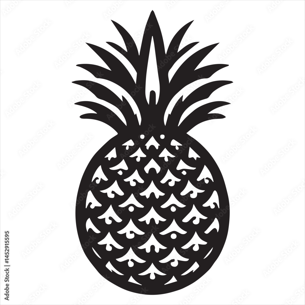Fototapeta premium Pineapple Vector art illustration with leaves