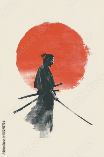 Stylized samurai illustrations in ink and brush style with dramatic mood and symbolism, ideal for posters, editorial art, martial arts themes, or Japanese culture projects.