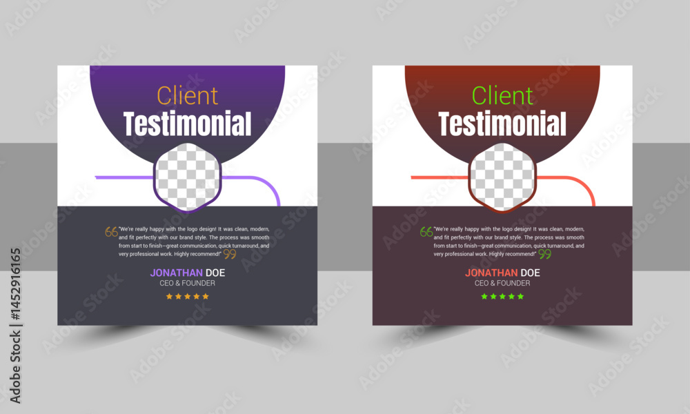 Fototapeta premium Modern Client Testimonial Design. Customer Review, Feedback, Post Template Vector Design.