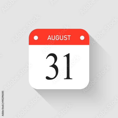 Vector icon page day calendar - 31 August month