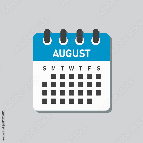 Vector template icon page calendar, month August