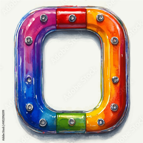 illustration of Carabiner With Built-in Tools, watercolor vector, isolated on a white background.