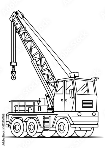 Vector image of a builder and crane, perfect for engraving, print, logos, and creative projects. Ideal for kids and construction clipart