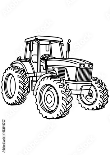 Vector image of a tractor, perfect for engraving, print, logo, and creative projects. Ideal for kids and transportation clipart