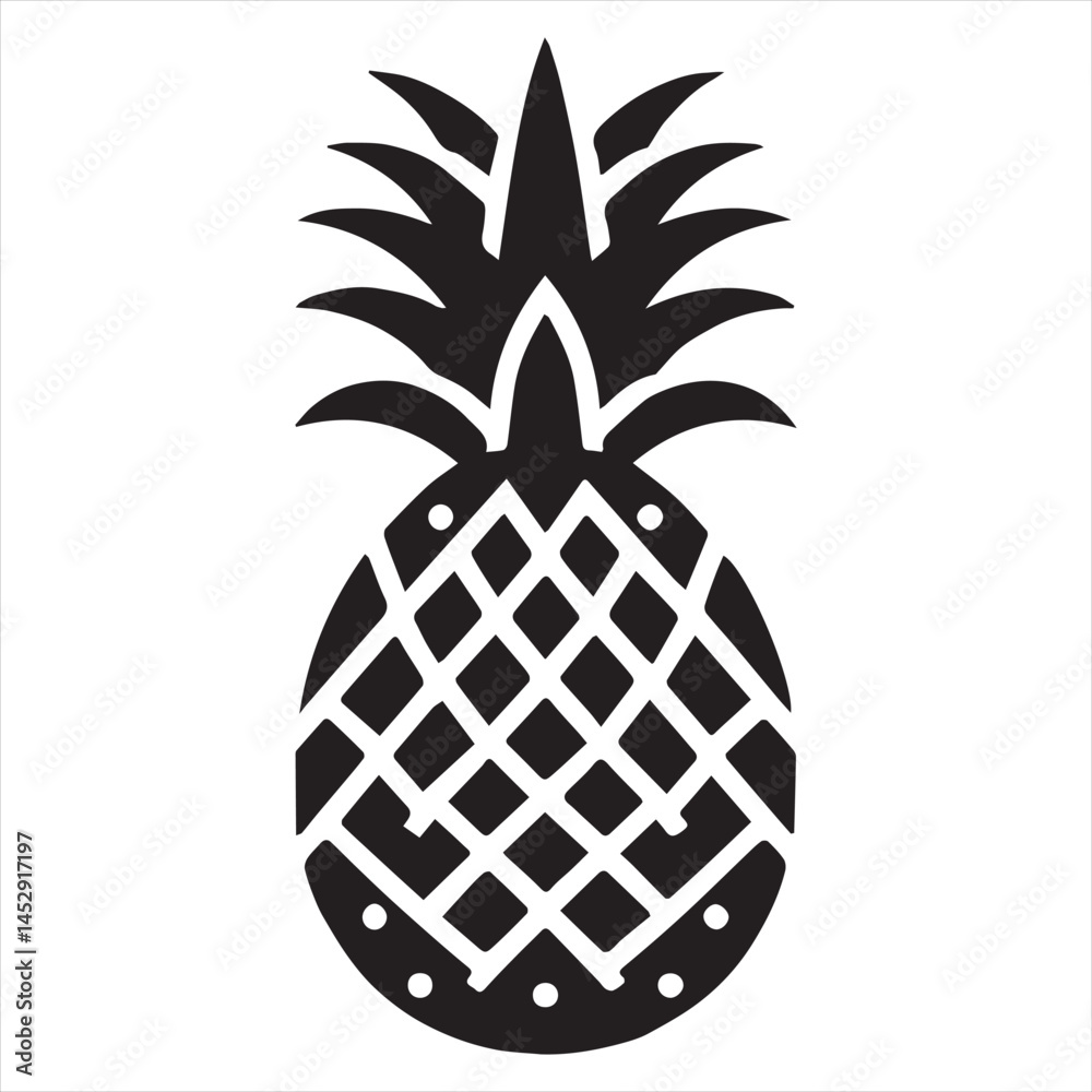 Pineapple Vector art illustration with leaves Pineapple Vector art illustration with leaves
