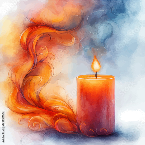 Candle Being Blown Out, watercolor vector, isolated on a white background.