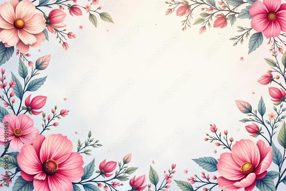 Naklejka premium Delicate paisley & floral, soft pastel hues, watercolor effect, wedding, pastel