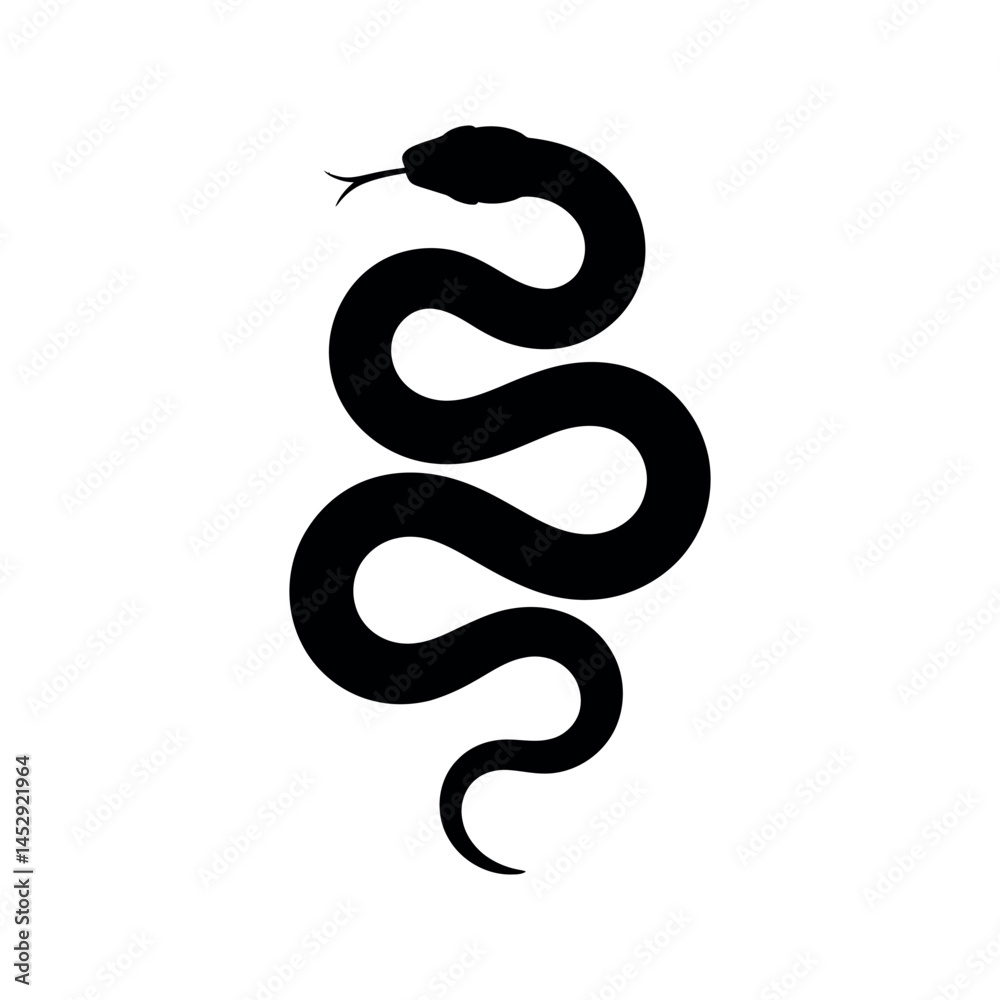 Black Silhouette of a Coiled Snake Isolated on White Background Simple Vector Graphic Illustration Black Silhouette of a Coiled Snake Isolated on White Background Simple Vector Graphic Illustration