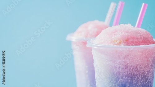 Obraz na płótnie Colorful frozen slush drinks in plastic cups w salonie