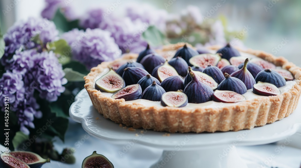 Delicious fig tart with almond crust