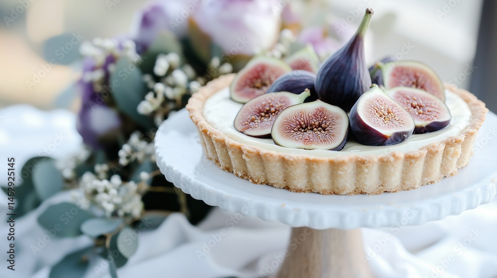 Delicious fig tart with almond crust