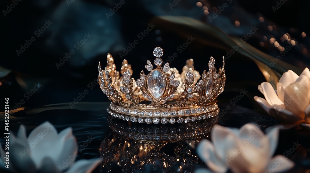 Detailed golden royal crown adorned with jewels