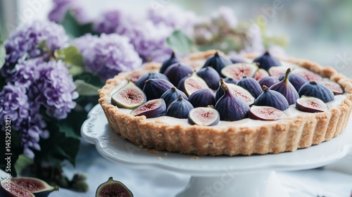 Obraz na płótnie Delicious fig tart with almond crust w salonie