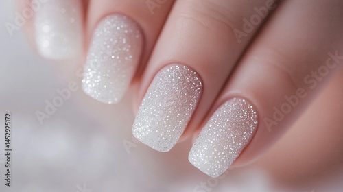 Obraz na płótnie Elegant rhinestone gradient nail design w salonie