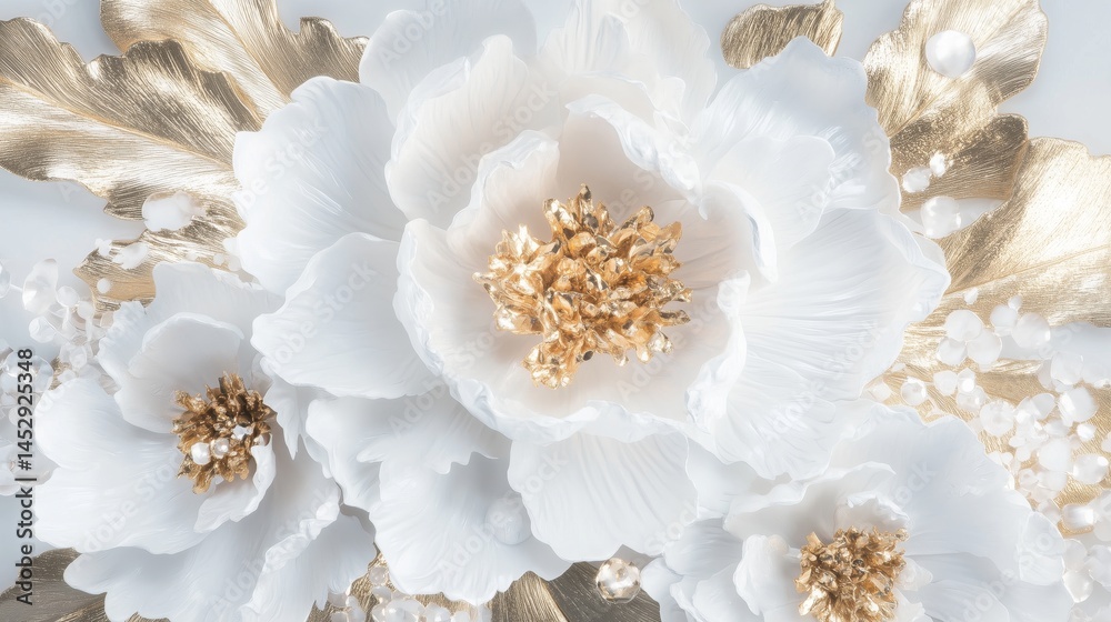 Gold and White Floral Wall Decor