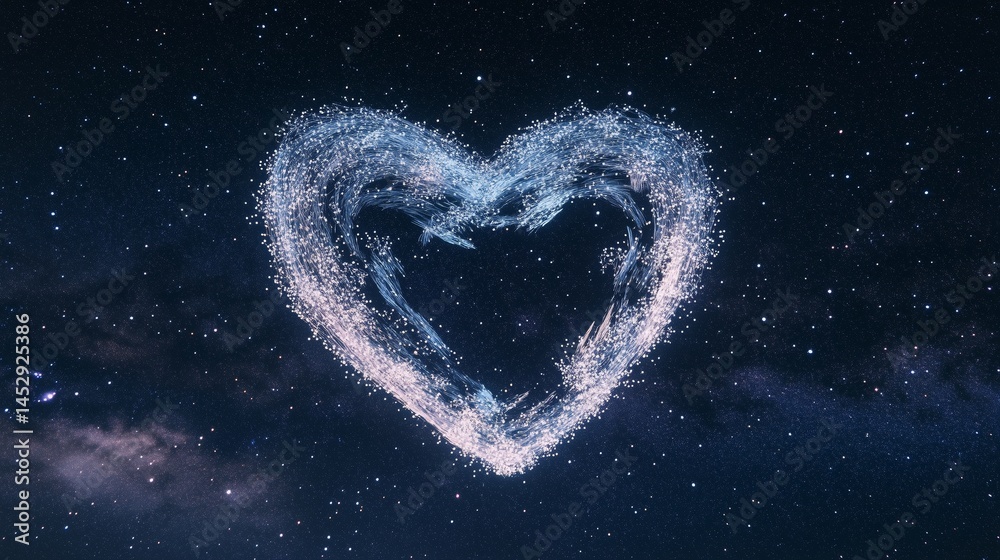 Heart-shaped particle light effect floating