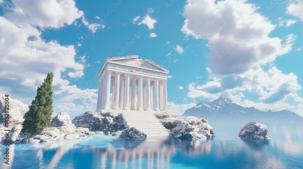 Majestic Ancient Greek Temple Amidst Scenic Landscape