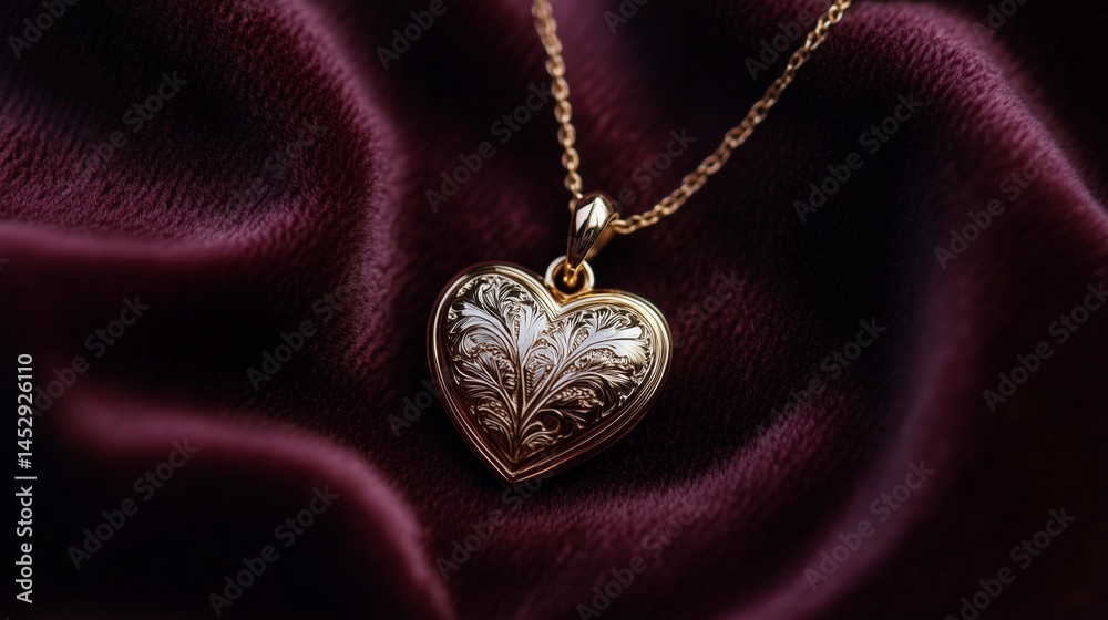 Vintage-style gold heart pendant