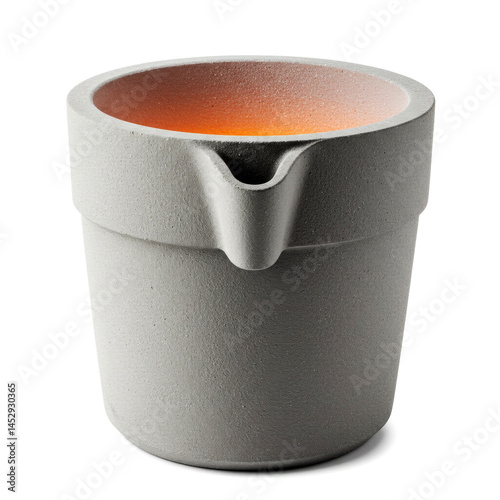 Crucible for metal melting on white photo
