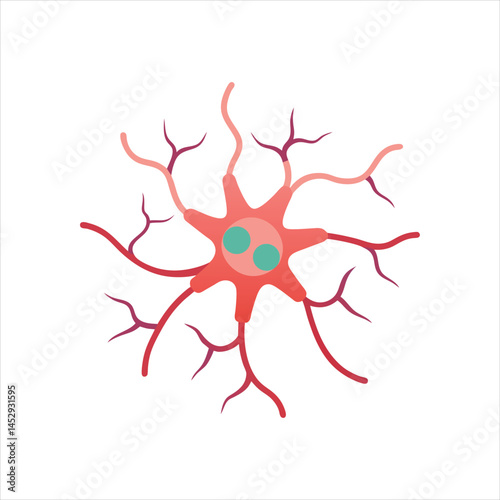 Human Brain Neuron Flat Style Vector Art