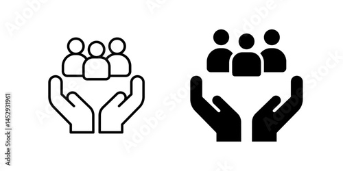 A modern vector icon set showcasing group care symbols, suitable for community and support designs.
