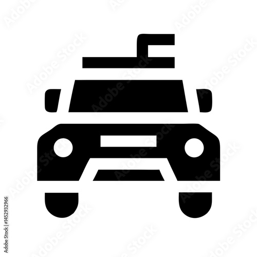 Armored Tactical Vehicle Front View Design Icon Light Tactical Vehicle  