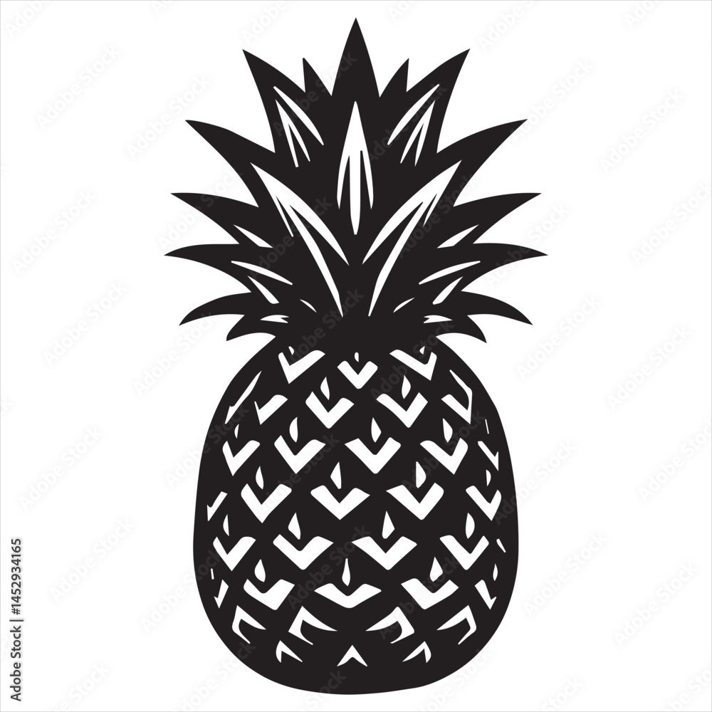 Fototapeta premium Pineapple Vector art illustration with leaves