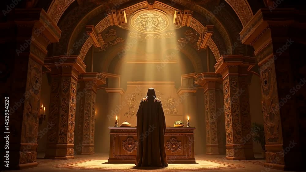 A Pharisees standing before an altar in a synagogue A Pharisees standing before an altar in a synagogue