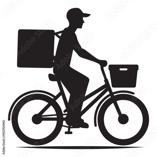 Delivery Scooter Rider Silhouette Vector