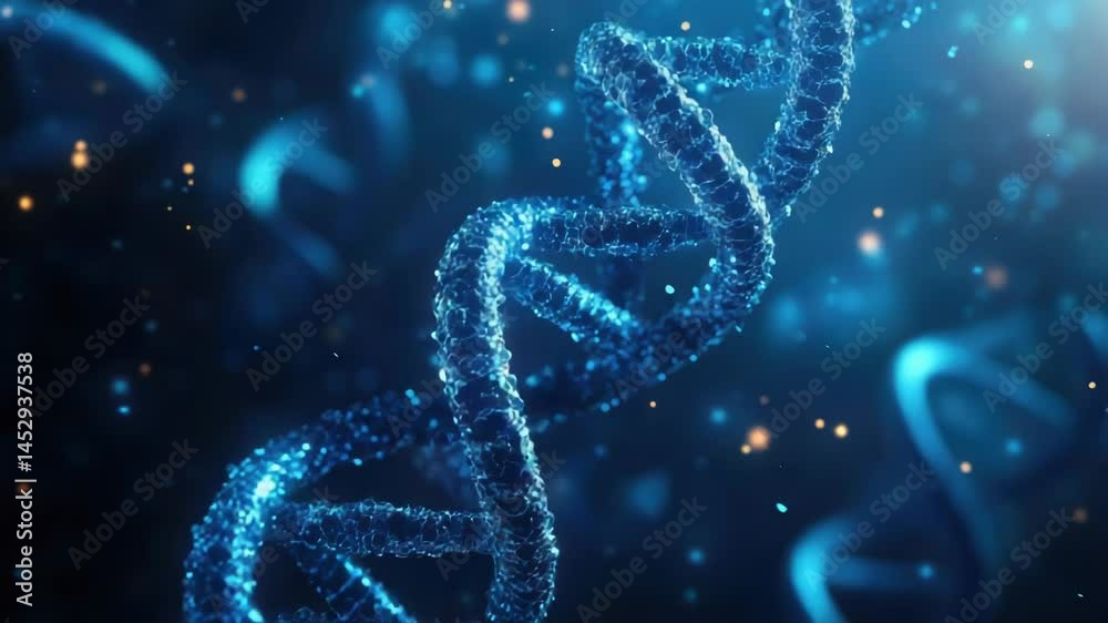 Close-up image of a double strand of DNA molecules Close-up image of a double strand of DNA molecules