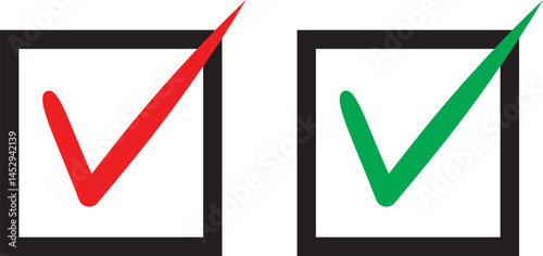Red and Green Check Marks in Boxes