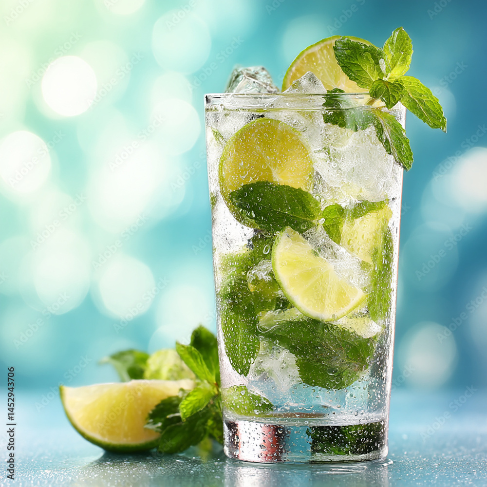 un cocktail dans un verre transparent - IA Generated