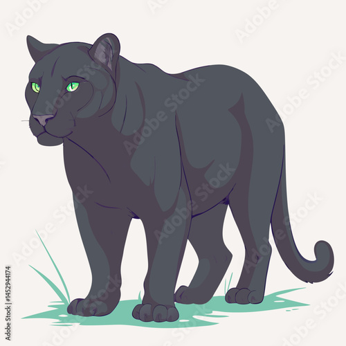 Realistic full-body image of a Black Tiger on a white background