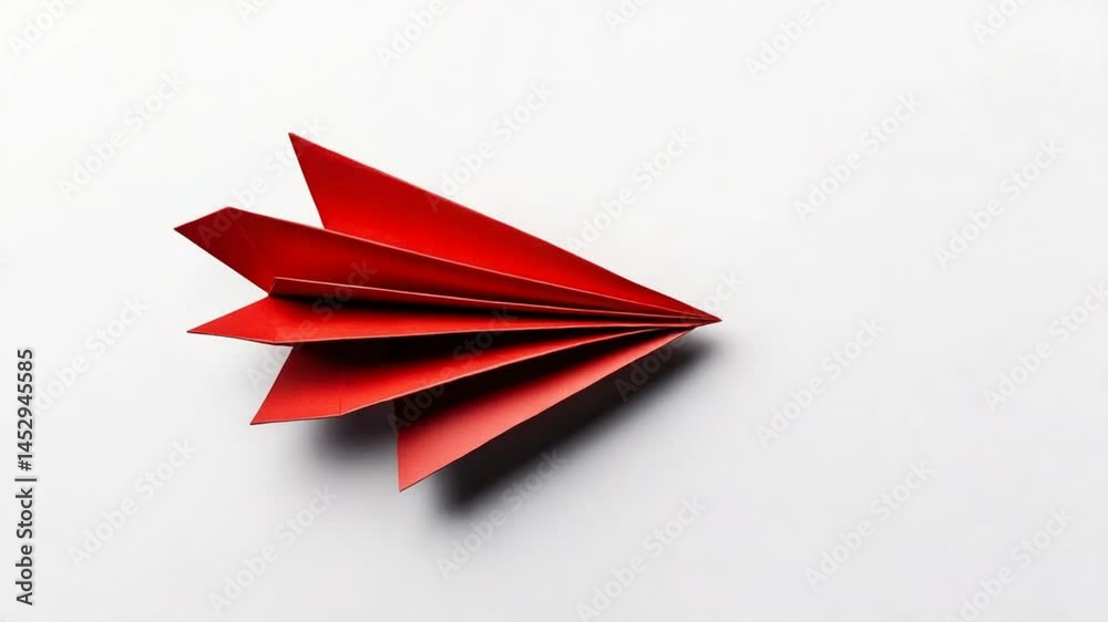 Red Paper Airplane on White Background Representing Creativity and Freedom in Flight and Imagination Red Paper Airplane on White Background Representing Creativity and Freedom in Flight and Imagination