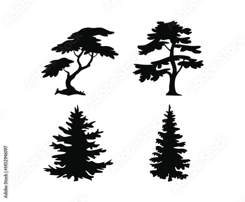 High Quality Juniper Tree Silhouette Vector Template
